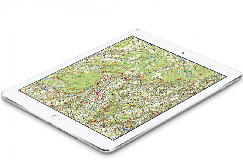 Carte affichée sur tablette